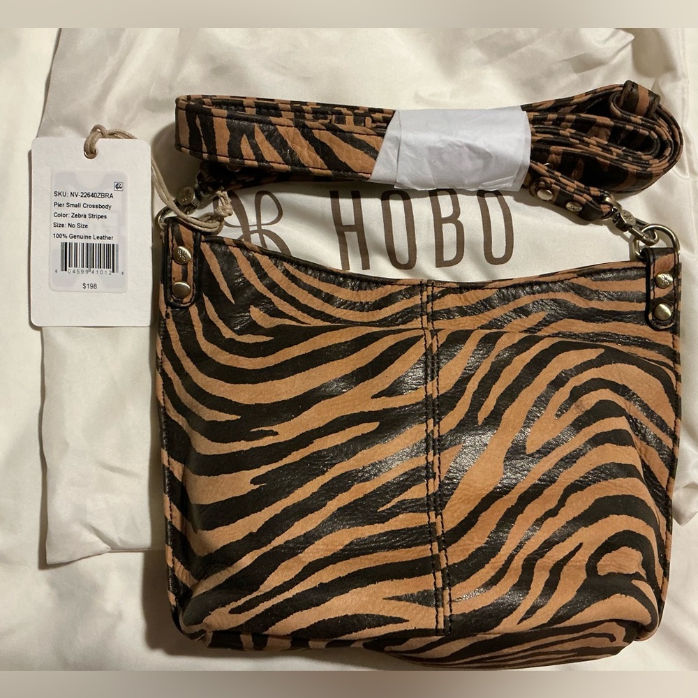 NWT HOBO Pier Small Crossbody Zebra Stripes